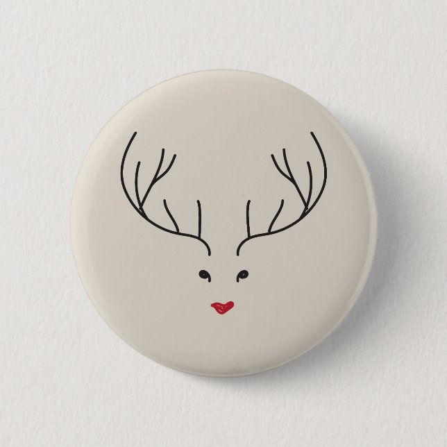 minimalist reindeer face button (Vorderseite)