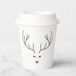minimalist reindeer face pappbecher