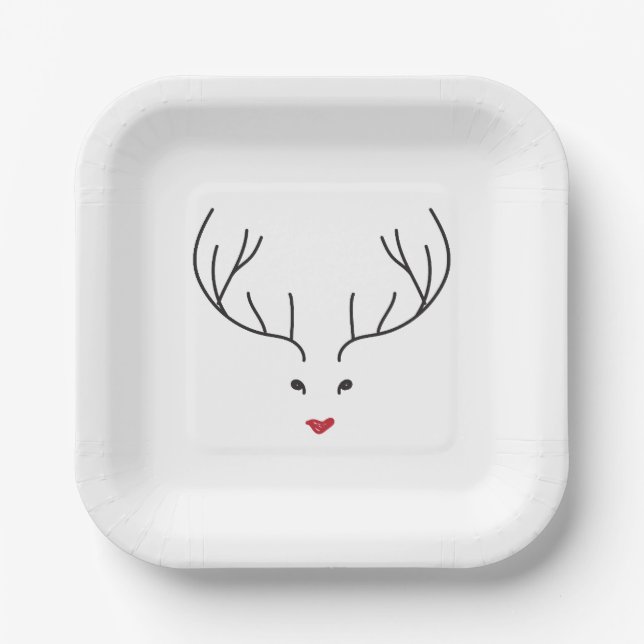minimalist reindeer face pappteller (Vorderseite)