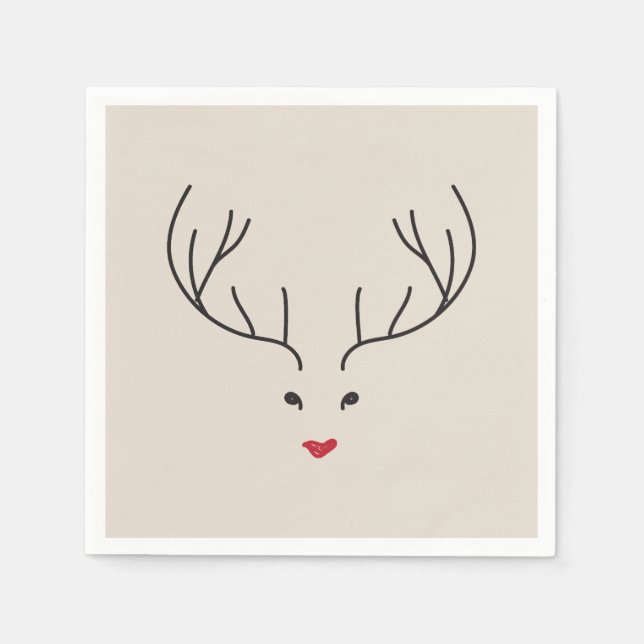 minimalist reindeer face serviette (Vorderseite)
