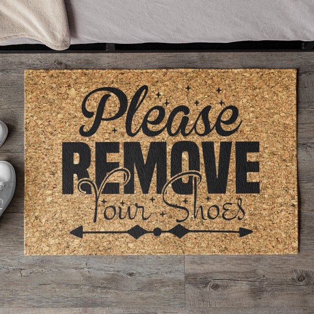 Minimalist Remove Your Shoes Entrance Cork Fußmatte (remove shoes cork design door mat)