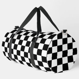 Minimalist Retro Kariert – Monochrome Streetwear Duffle Bag