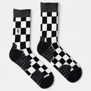 Minimalist Retro Kariert – Monochrome Streetwear Socken