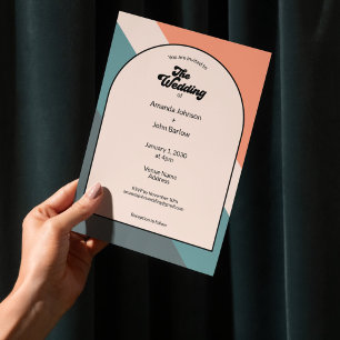 Minimalist Retro Orange Geometrische Hochzeit Der Einladung