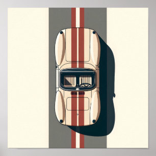 Minimalist Retro-Rennstreifen für Autos Poster