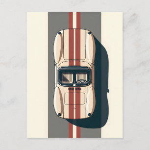 Minimalist-Retro-Rennwagenstreifen Ankündigungspostkarte