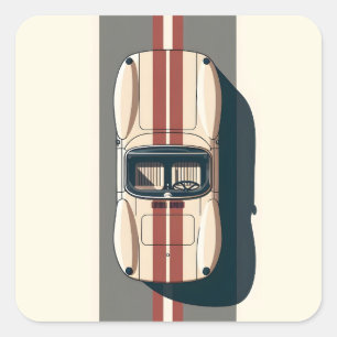 Minimalist Retro-Rennwagenstreifen Quadratischer Aufkleber