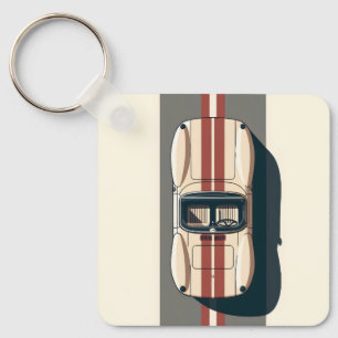 Minimalist Retro-Rennwagenstreifen Schlüsselanhänger