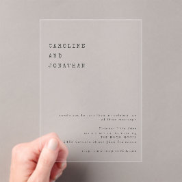 Minimalist Retro Typewriter Font Wedding Simple Acryleinladungen