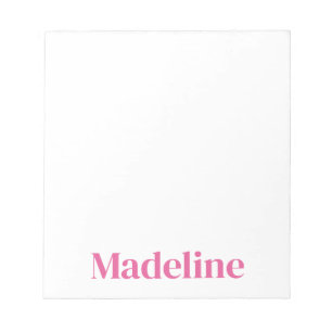 Minimalist Rosa Personalisierter Name  Notizblock