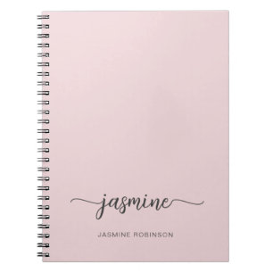 Minimalist rosafarbenes Monogramm-Namensschriftzug Notizblock