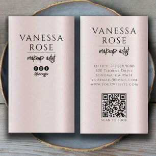 Minimalist rosafarbenes QR-Code für Visagisten Visitenkarte