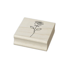Minimalist Rose Botanical Line Art Gummistempel