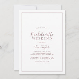 Minimalist Rose Gold Bachelorette Weekend Einladung