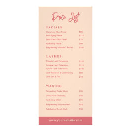 Minimalist Rose & Ivory Salon Beauty Price List  Werbekarte