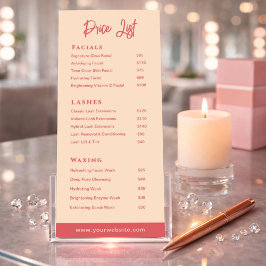 Minimalist Rose & Ivory Salon Beauty Price List Werbekarte