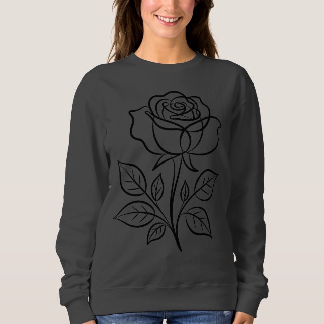 Minimalist Rose Outline Sweatshirt  (Vorderseite)