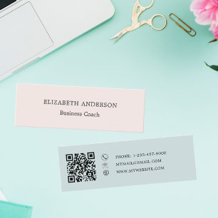 Minimalist Rosé Pink Seafoam Gedämpftes Salbei Mini Visitenkarte