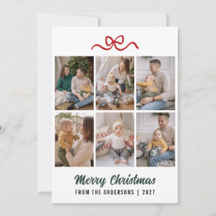 Minimalist Rotband Frohe Weihnachten Multi-Foto