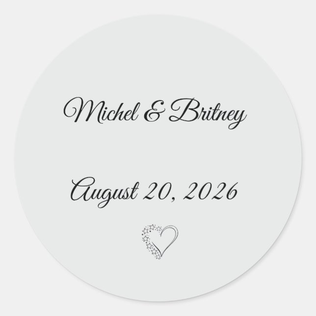 Minimalist Round Wedding Stickers (Vorderseite)
