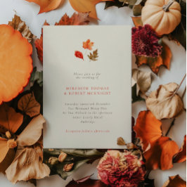 Minimalist Rustic Autumn Leaves Wedding Einladung