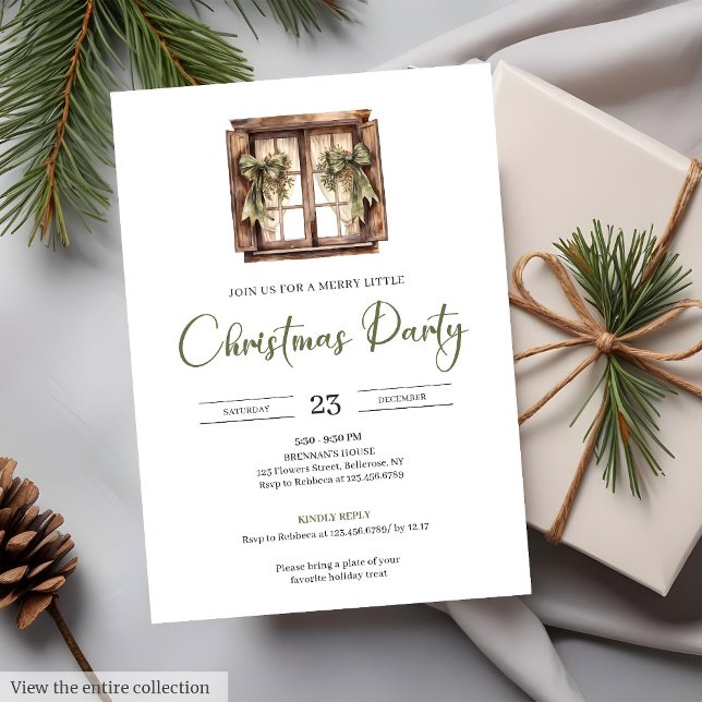 Minimalist Rustic Neutral Earthy Cozy Christmas  Einladung (Minimalist Rustic Neutral Earthy Cozy Christmas Party Invite)