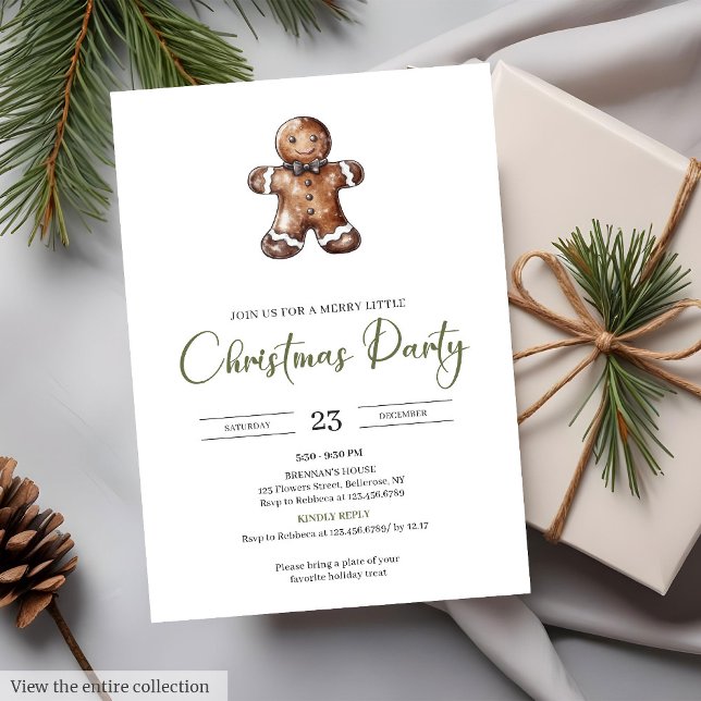 Minimalist Rustic Neutral Earthy Watercolor Xmas  Einladung (Minimalist Rustic Neutral Earthy Watercolor Xmas Party Invite)