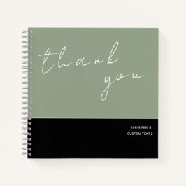 MINIMALIST SAGE GREEN ET BLACK MERCI JOURNAL