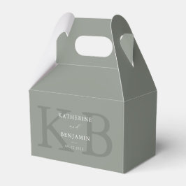 Minimalist Sage Green Monogram Modern Wedding Geschenkschachtel
