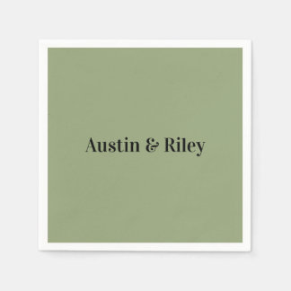 Minimalist Sage Green Wedding Napkins Serviette