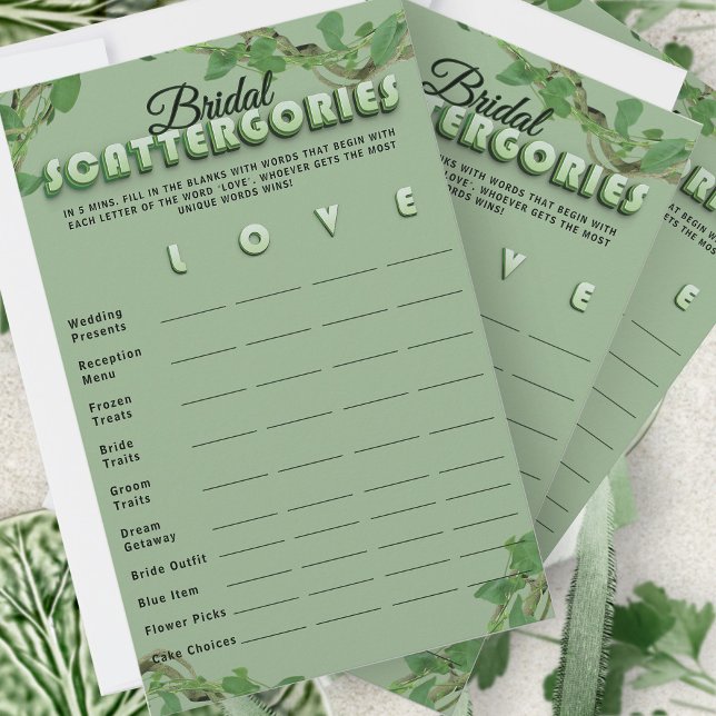 Minimalist Sage Greenery Scattergories Bridal Game (Von Creator hochgeladen)