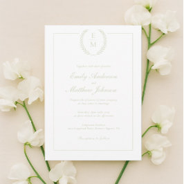 Minimalist Sage Laurel Wedding Invitation Einladung