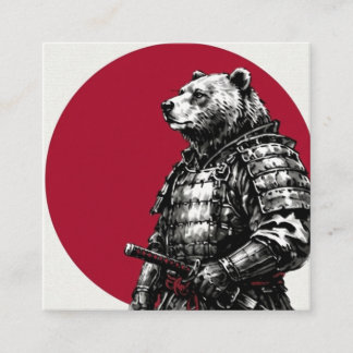 Minimalist Samurai Grizzly Bear Business Card Quadratische Visitenkarte