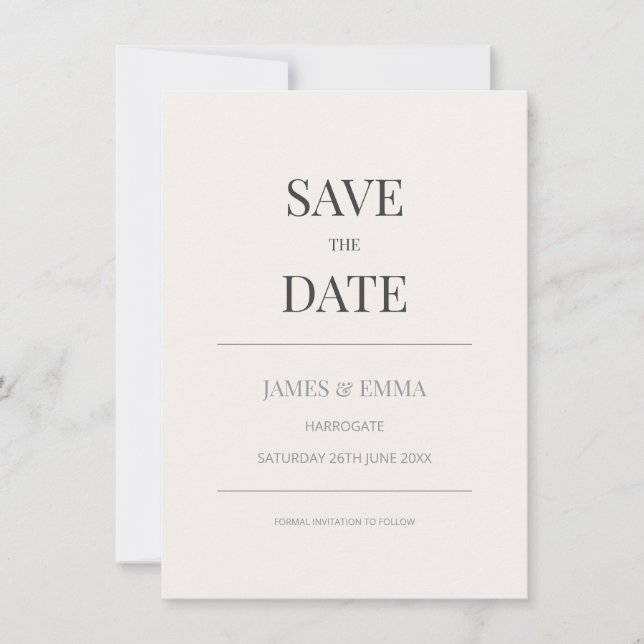 Minimalist Save the Date Card | Warm Ivory (Vorderseite)