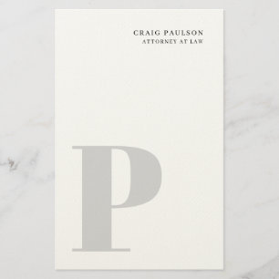 Minimalist schlicht moderne graue Monogramm-Name T Briefpapier