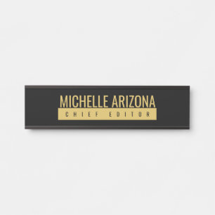 Minimalist Schwarz & Gold Farbbe Professional Mode Türschild