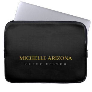 Minimalist Schwarz Gold Farbe Professionell Modern Laptopschutzhülle