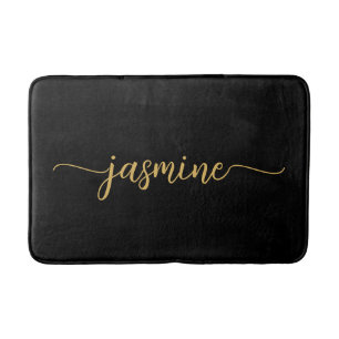 Minimalist Schwarz Gold Weiblich Monogramm Name Sc Badematte