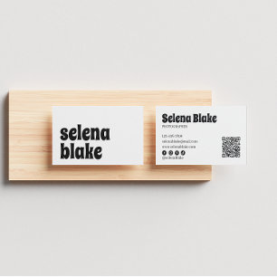 Minimalist Schwarz und Weiß Moderner QR-Code Visitenkarte