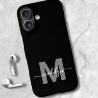 Minimalist Schwarz Weiß Modern Name Monogramm