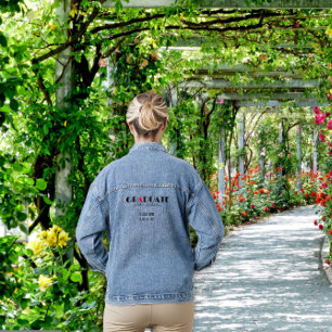 Minimalist schwarzer roter Abschlussname Jeansjacke