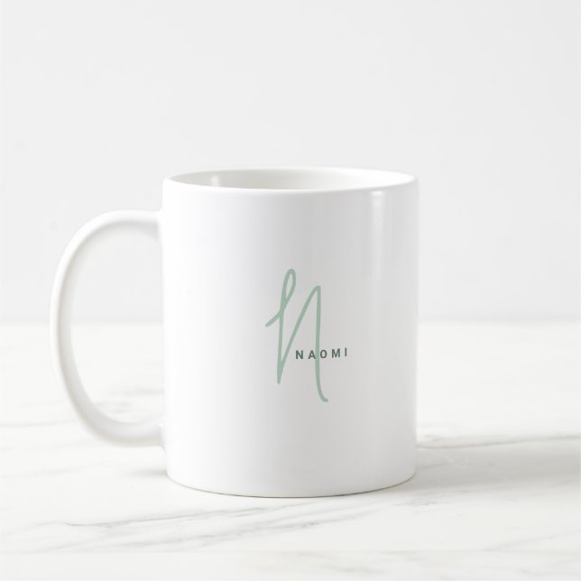 Minimalist Script | Custom Monogram and Name Kaffeetasse (Links)