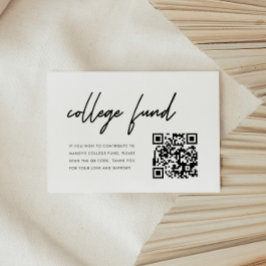 Minimalist Script Graduation College Fund QR Code Begleitkarte