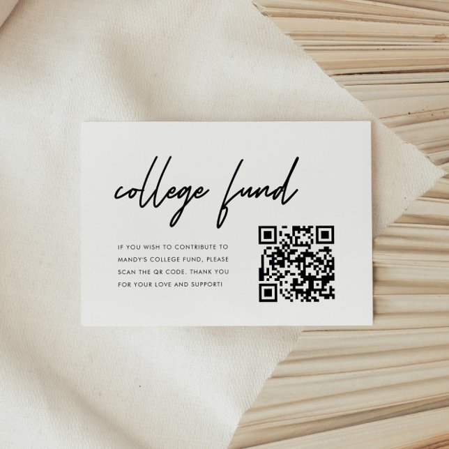Minimalist Script Graduation College Fund QR Code Begleitkarte (Von Creator hochgeladen)