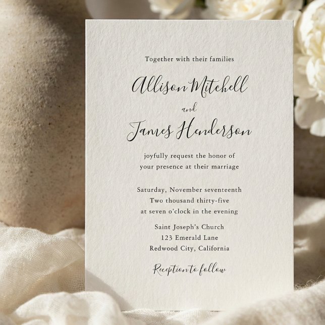 Minimalist Script Ivory Photo Wedding Einladung (Von Creator hochgeladen)