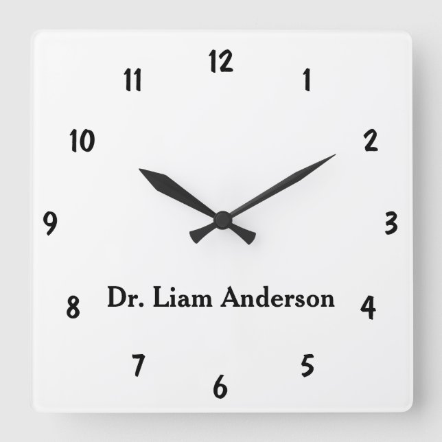 Minimalist Script Lovely 3d Monogram Quadratische Wanduhr (Vorderseite)