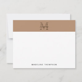 Minimalist Script Metallic Taupe Gold Monogram Mitteilungskarte