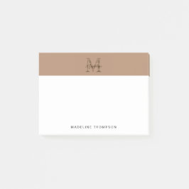 Minimalist Script Metallic Taupe Gold Monogram Post-it Klebezettel