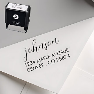 "Minimalist Script Name and Address Self-inking St Permastempel