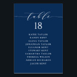 Minimalist Script Navy Blue Wedding Seating Plan Tischnummer<br><div class="desc">Customizable table number seating plan. It features a navy blue and white whimsical script and classic typography. Personalize by adding your own details. This minimalist table seating plan is perfect for weddings,  baby showers,  bridal showers,  birthdays,  and so much more.</div>